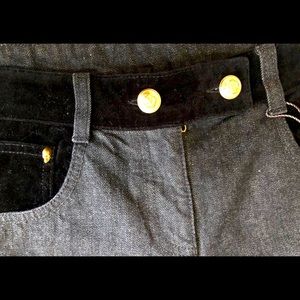 Alexander McQueen cotton / velvet military jeans.